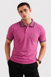 Alpine Men’s Fushia Cotton Polo Shirt – Contrast Collar Edition