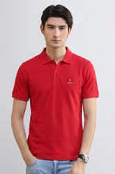 Alpine Men’s Red Cotton Polo Shirt – Contrast Trim Edition