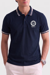 Alpine Men’s Navy Blue Cotton Polo Shirt - Heritage Badge Edition
