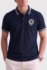Alpine Men’s Navy Blue Cotton Polo Shirt - Heritage Badge Edition