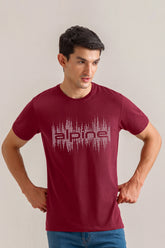 Alpine Soundwave Graphic T-Shirt Maroon – Premium Cotton Tee