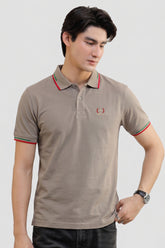 Alpine Men’s Sand Cotton Polo Shirt – Contrast Trim Edition