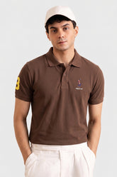 Alpine Men’s Brown Cotton Polo – Royal Rider Edition