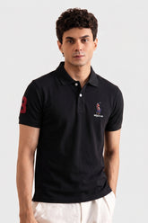Alpine Men’s Black Cotton Polo – Royal Rider Edition