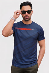 Alpine Men’s Navy Blue Textured Dry Fit T-Shirt – Performance Edition