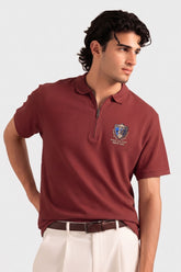 Alpine Men’s Premium Zip Polo – Maroon