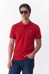Alpine Men’s Red Cotton Polo Shirt - Premium Edition