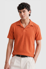 Mustard V Neck Knitted Polos