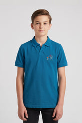 Alpine Kids Teal Blue Cotton V-Neck Polo Shirt