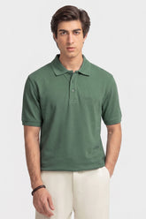 Alpine Men’s Forest Green Plain Cotton PQ Polo Shirt