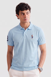 Alpine Men’s Sky Blue Cotton Polo – Royal Rider Edition