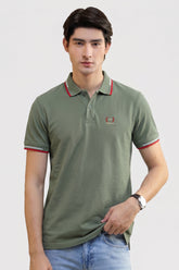 Alpine Men’s Hunter Green Cotton Polo Shirt – Contrast Trim Edition