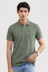 Alpine Men’s Hunter Green Cotton Polo Shirt – Contrast Trim Edition
