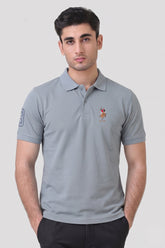 Alpine Men’s Silver Grey Cotton Polo Shirt – Polo Club Edition