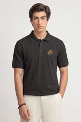 Alpine Men’s Dark Grey Polo – Royal Lion Edition