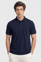 Alpine Men’s Navy Blue Plain Cotton PQ Polo Shirt