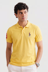 Alpine Men’s Yellow Cotton Polo – Royal Rider Edition