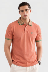 Alpine Men’s Mustard Cotton Polo Shirt – Contrast Collar Edition