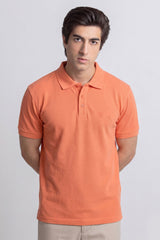 Alpine Men’s Peach Plain Cotton PQ Polo Shirt