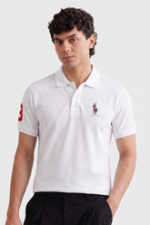 Alpine Men’s White Cotton Polo – Royal Rider Edition