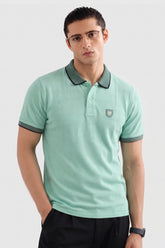Alpine Men’s Mint Green Cotton Polo Shirt – Contrast Collar Edition