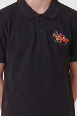 Alpine Kids Classic Polo Shirt Black – Premium Cotton