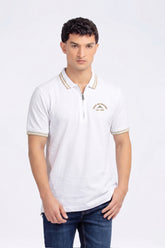 Alpine Men’s White Cotton Polo Shirt - Zip Edition