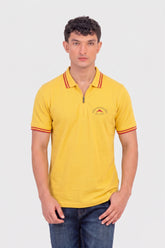 Alpine Men’s Yellow Cotton Polo Shirt - Zip Edition