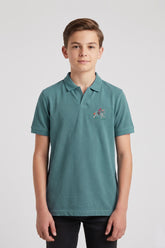 Alpine Kids Hunter Green Cotton V-Neck Polo Shirt
