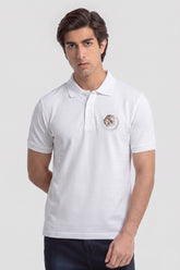 Alpine Men’s White Polo – Royal Lion Edition