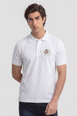 Alpine Men’s White Polo – Royal Lion Edition