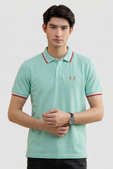 Alpine Men’s Mint Green Cotton Polo Shirt – Contrast Trim Edition
