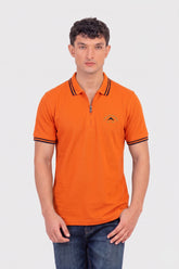 Alpine Men’s Orange Cotton Polo Shirt - Zip Edition
