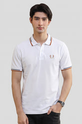 Alpine Men’s White Cotton Polo Shirt – Contrast Trim Edition