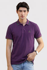 Alpine Men’s Purple Cotton Polo Shirt – Contrast Trim Edition