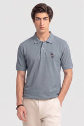 Alpine Men’s Silver Grey Cotton Polo Shirt – Signature Rider Edition