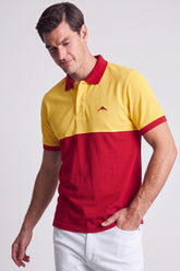 Alpine Men’s Red Cotton Polo Shirt - Dual Tone Edition