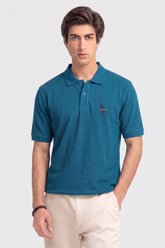 Alpine Men’s Teal Blue Cotton Polo Shirt – Signature Rider Edition