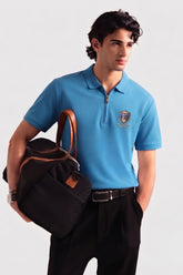 Alpine Men’s Premium Zip Polo – Royal Blue