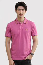 Alpine Men’s Fuchsia Cotton Polo Shirt – Contrast Trim Edition