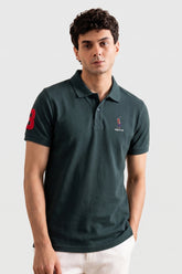 Alpine Men’s Dark Green Cotton Polo – Royal Rider Edition