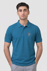 Alpine Men’s Teal Blue Cotton Polo Shirt – Polo Club Edition