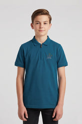 Alpine Kids Teal Blue Cotton Polo Shirt – Zip Edition