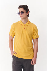 Alpine Men’s Yellow Cotton Polo Shirt - Premium Edition
