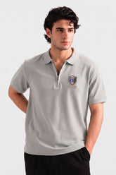 Alpine Men’s Premium Zip Polo – Silver Grey