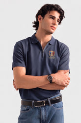 Alpine Men’s Premium Zip Polo – Navy Blue