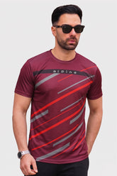 Alpine Men’s Maroon Textured Dry Fit T-Shirt – Performance Edition