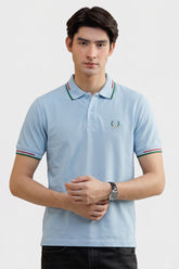 Alpine Men’s Sky Blue Cotton Polo Shirt – Contrast Trim Edition