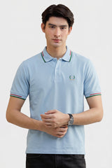 Alpine Men’s Sky Blue Cotton Polo Shirt – Contrast Trim Edition