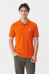 Alpine Men’s Orange Cotton Polo Shirt - Premium Edition